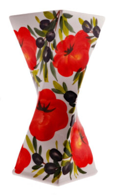'LARGE' Size Italian Tomato and Olive Design Ceramic Vase