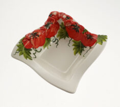 Tomato Design Ceramic Square Wave Edge Bowl